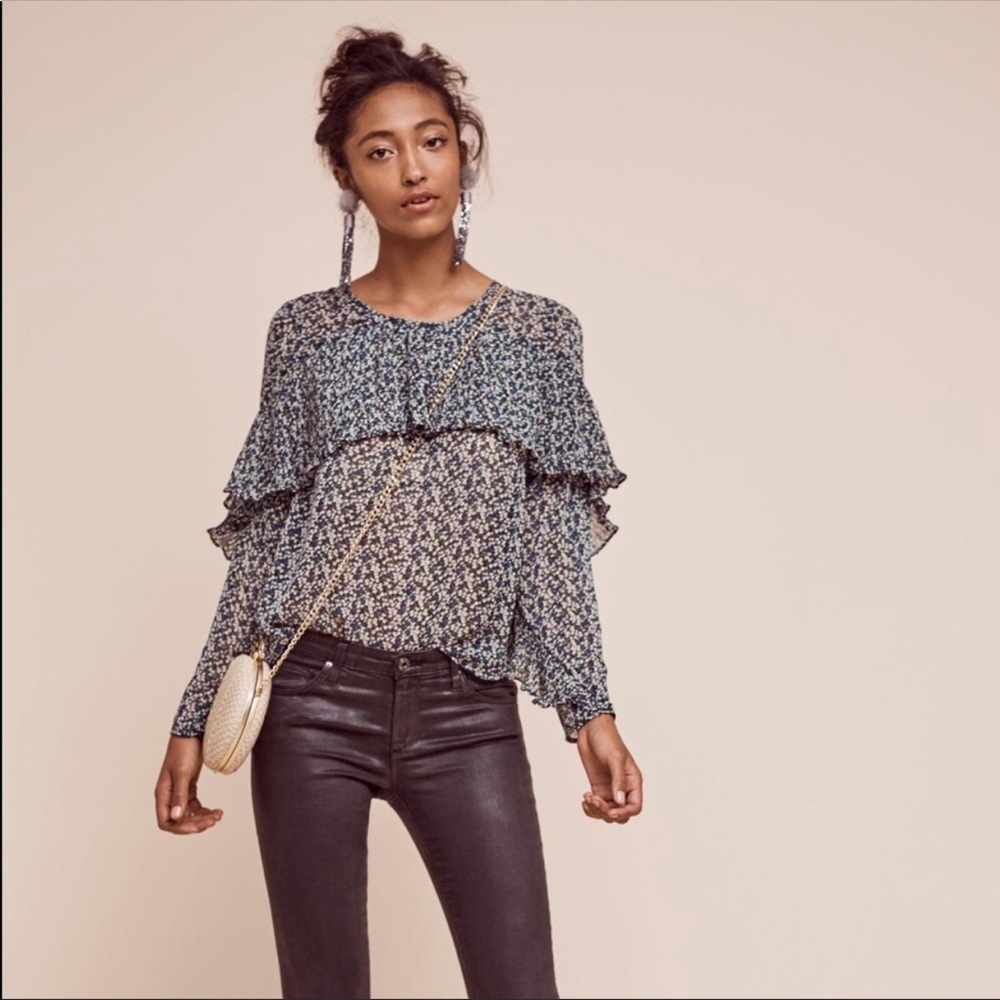 SUNDAY IN BROOKLYN Forget-me-not Ruffle Blouse XS